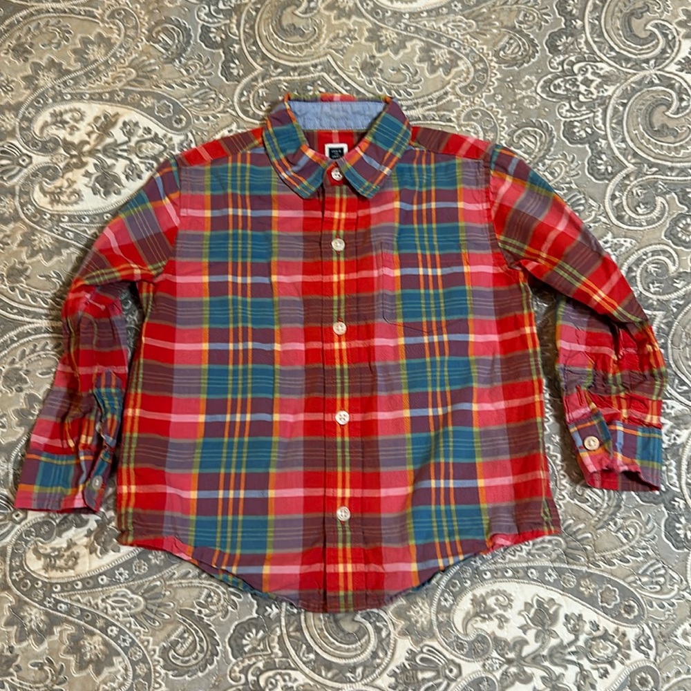 Janie and Jack 2T Pink and Blue Plaid Top